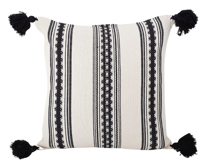Zapotec Cushion Black and Natural 50 cm X 50 cm