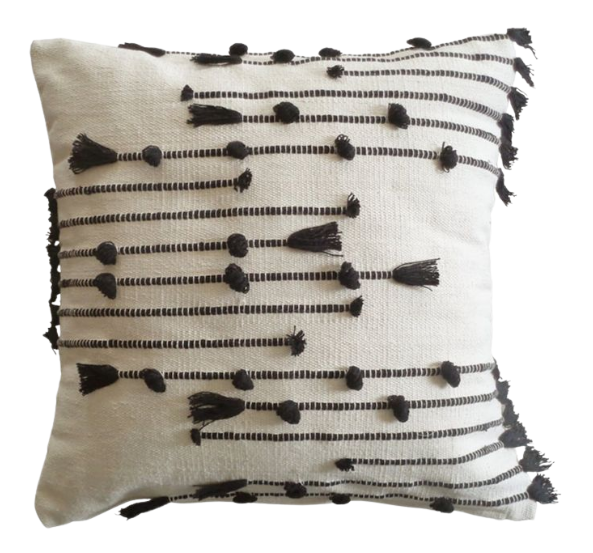 Vento Cushion Black and Natural 50 cm X 50 cm