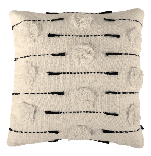 Flows Cushion Black and Natural 50 cm X 50 cm
