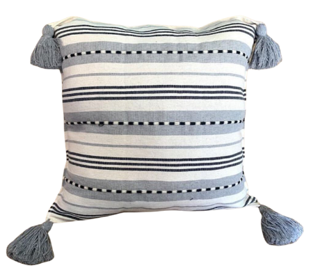 Nava Cushion Blue, Black and Natural 50 cm X 50 cm