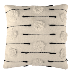 Flows Cushion Black and Natural 50 cm X 50 cm